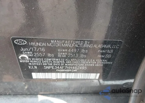 2017 Hyundai Sonata Sport z USA, uszkodzony, nr VIN 5NPE34AF7HH462495